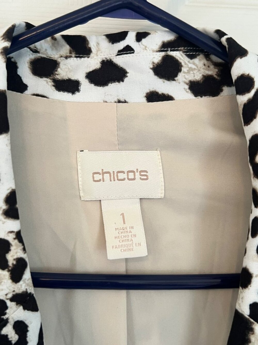 Chico's Animal Print Open Blazer Jacket Cheetah Office Professional Casual 1 Med - Picture 4 of 6